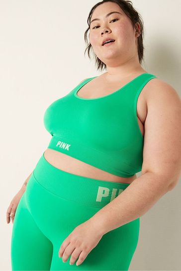 Victoria Secrets Pink Seamless Lightly Lined Low Impact Racerback Sports Bra