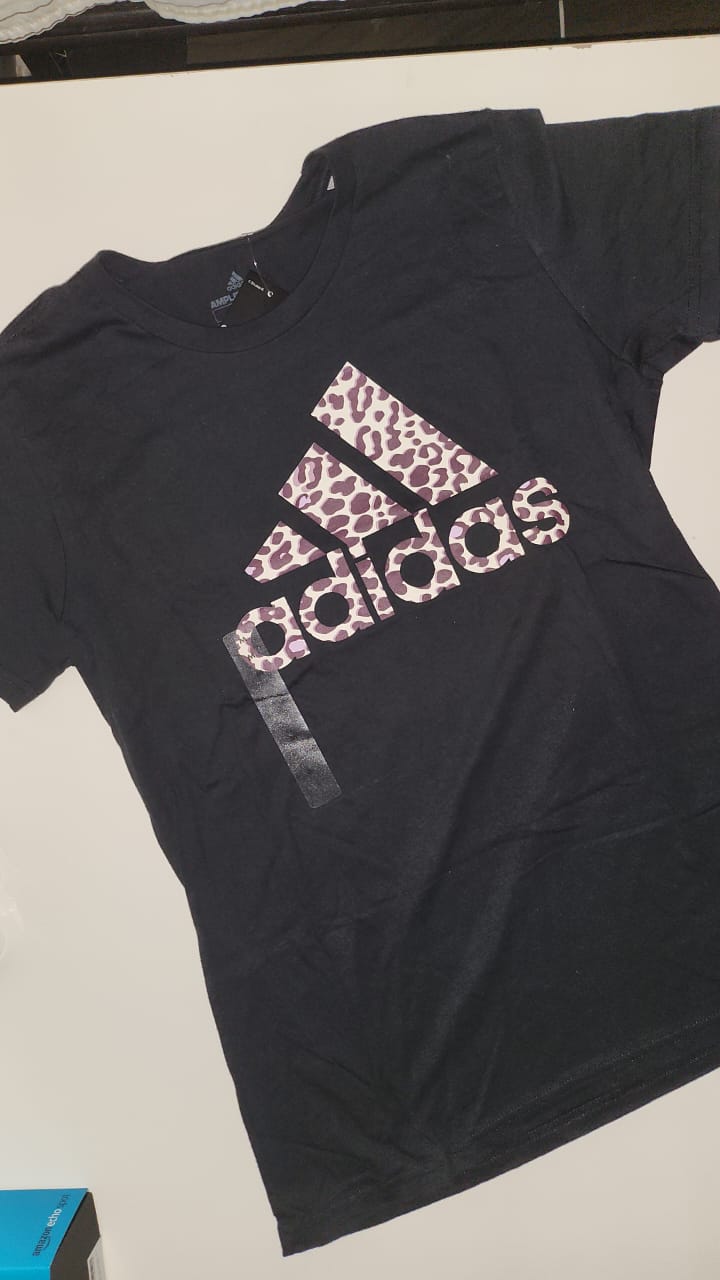 Adidas Basic Amplifier Logo Tee Shirt Black & White Mujer