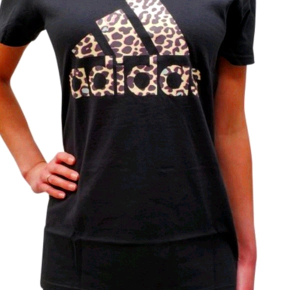 Adidas Basic Amplifier Logo Tee Shirt Black & White Mujer