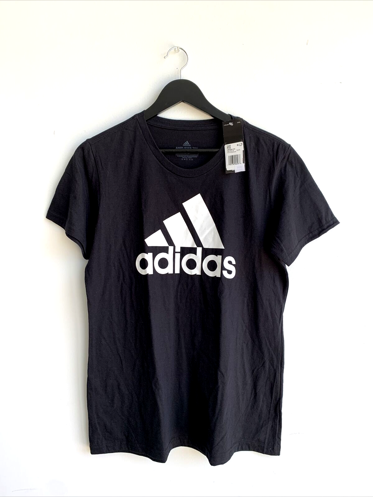 Adidas Basic Amplifier Logo Tee Shirt Black & White Mujer