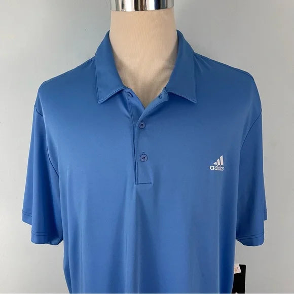 Adidas Men's UPF 50 Polo Golf Shirt Solid Real Blue