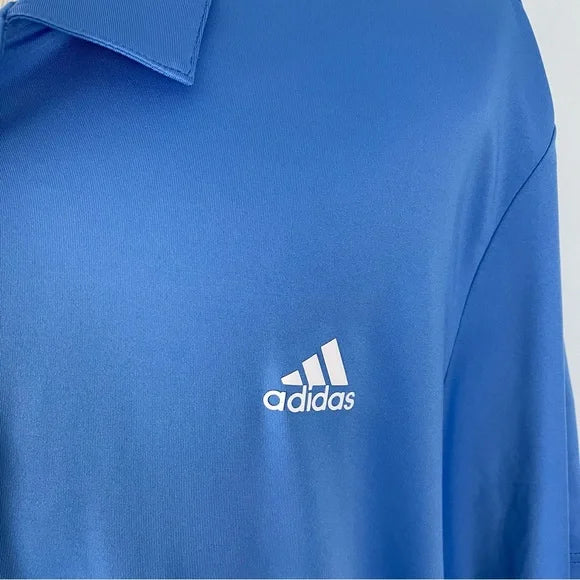 Adidas Men's UPF 50 Polo Golf Shirt Solid Real Blue