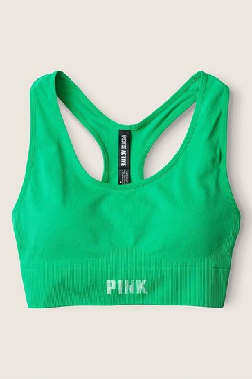 Victoria Secrets Pink Seamless Lightly Lined Low Impact Racerback Sports Bra